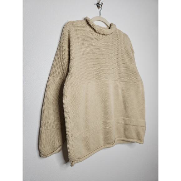 Vintage Guess Classic Sportswear Mock Neck Sweater Cotton Cream Tan Medium - Picture 2 of 5